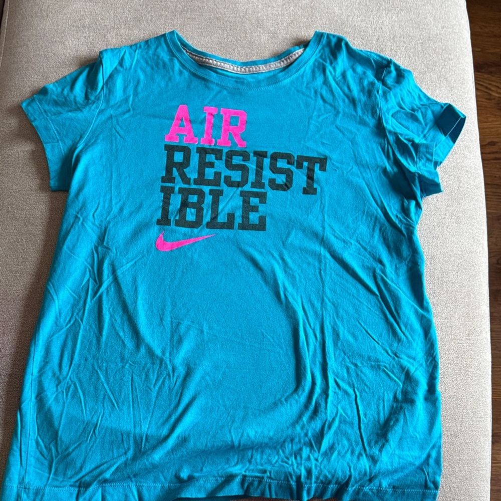Nike Teal Tee with Pink and Black Graphic